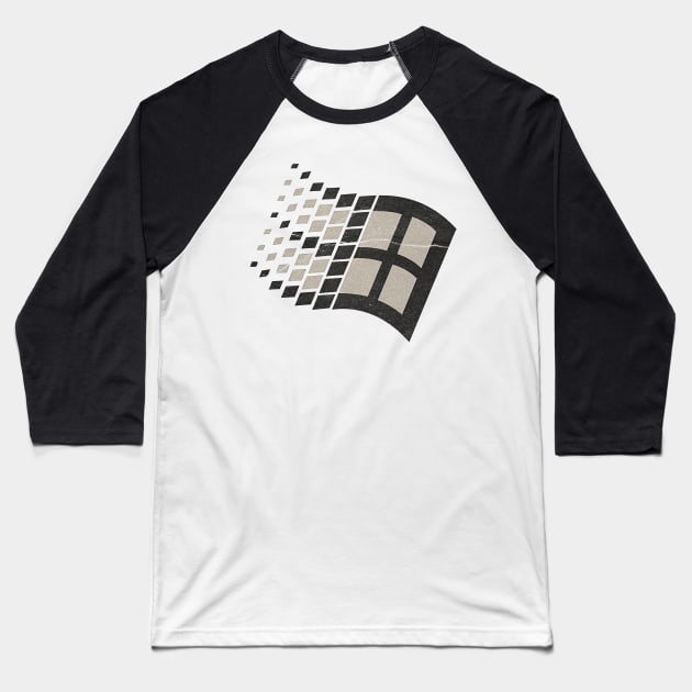 Windows 95 black and whte Baseball T-Shirt by ahmadist